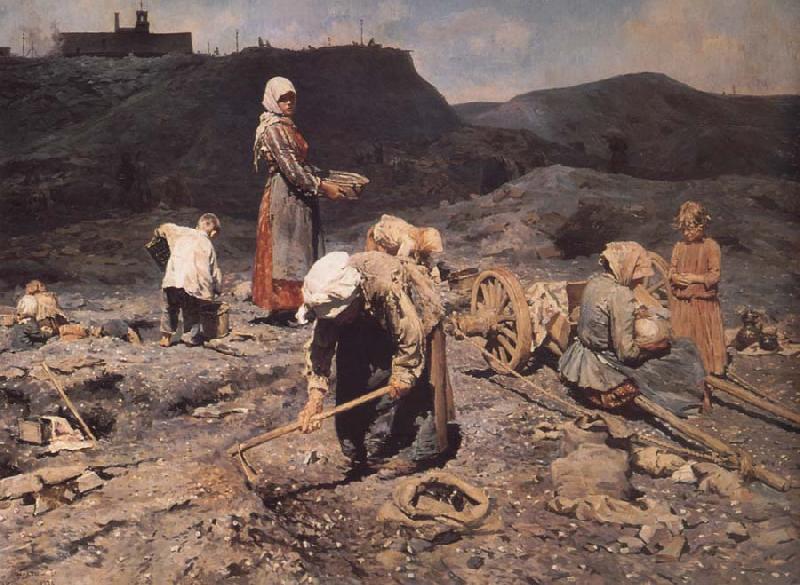 Nikolai Kasatkin Poor People Collecting Coal in an Abandoned Pit oil painting picture